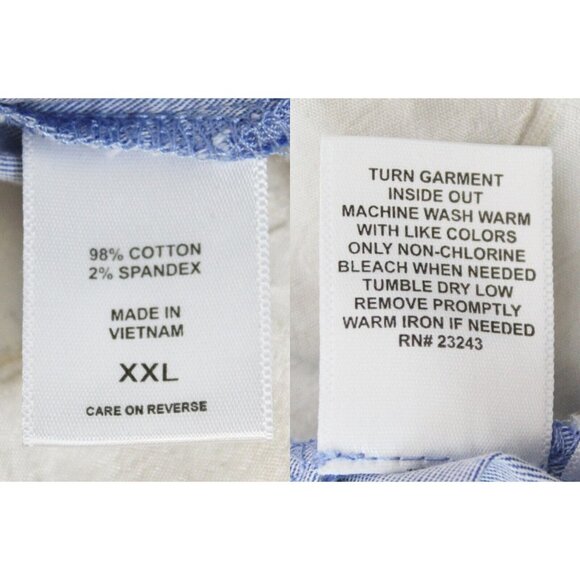 2 New York & Company Button Down Shirts sz XXL Blue Black Simple V-Neck - Picture 14 of 14